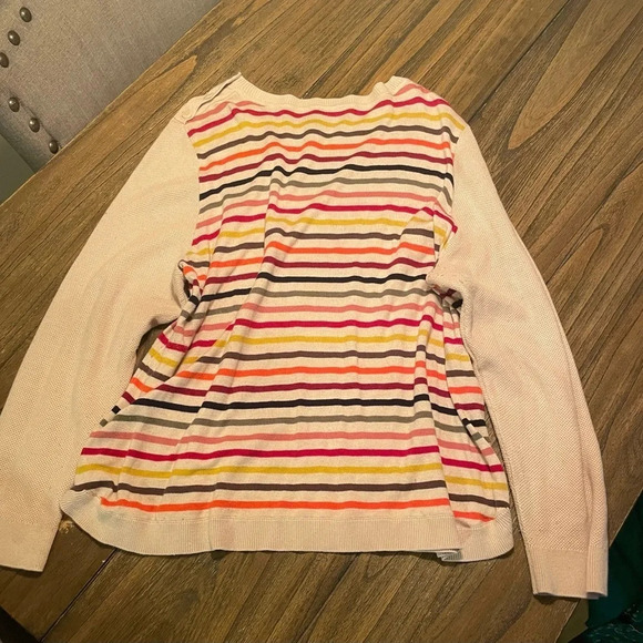 Talbots Sweater Women’s XXL Lambswool Blend Multicolor Stripe Button Sho… - Picture 5 of 5